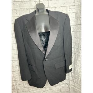 Mens Black Notch Collar Tuxedo Jacket, Poly/Wool - 42 / Regular